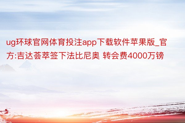 ug环球官网体育投注app下载软件苹果版_官方:吉达荟萃签下法比尼奥 转会费4000万镑