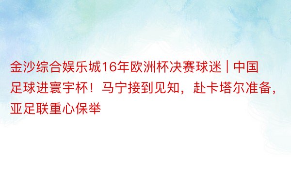 金沙综合娱乐城16年欧洲杯决赛球迷 | 中国足球进寰宇杯！马宁接到见知，赴卡塔尔准备，亚足联重心保举